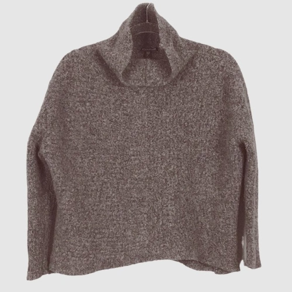 Eileen Fisher Cashmere/Merino Gray Funnelneck Roll Neck Sweater sz L